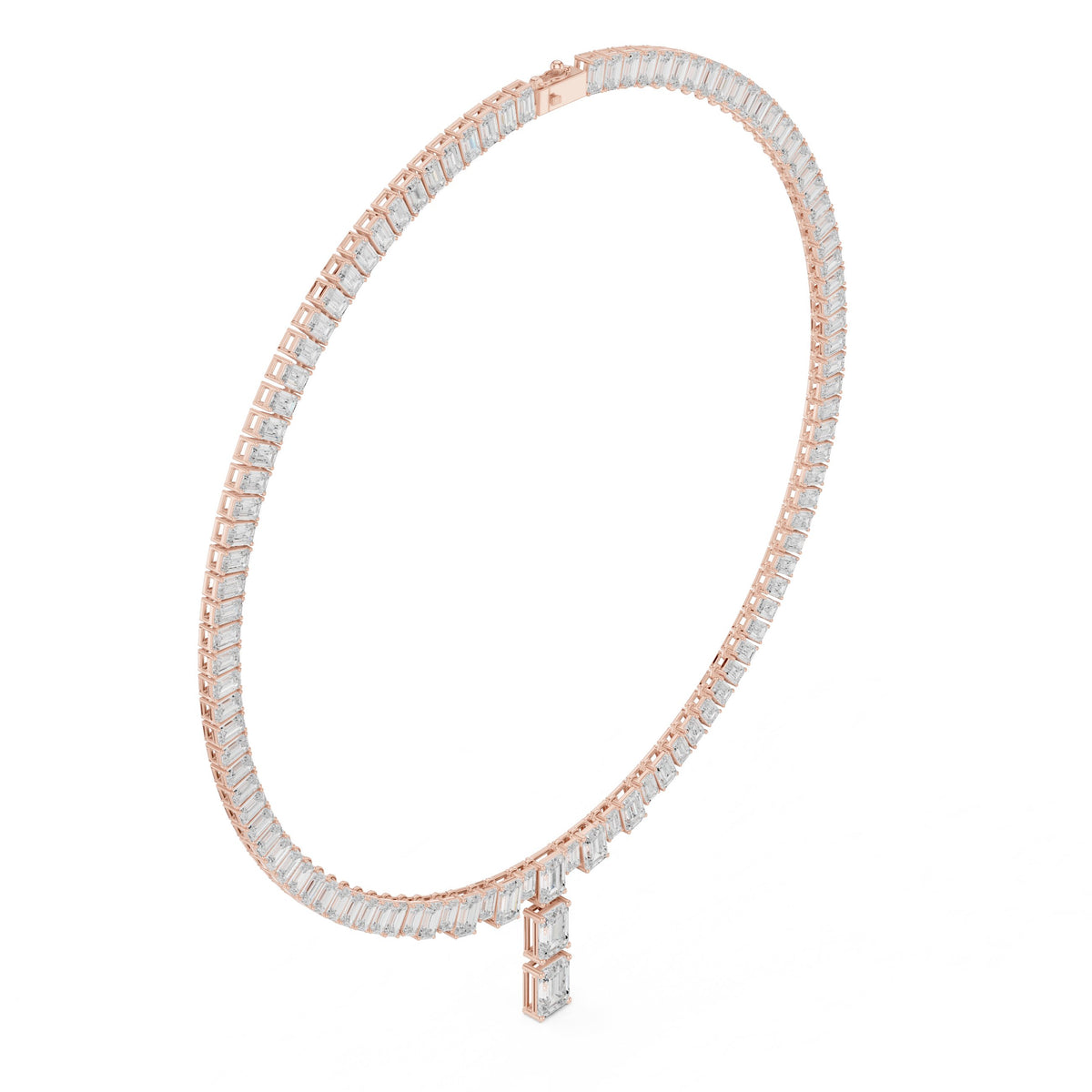 عقد تنس بألماس إمرلد مع قطعة متدلّية in Rose Gold - VYKA Diamonds