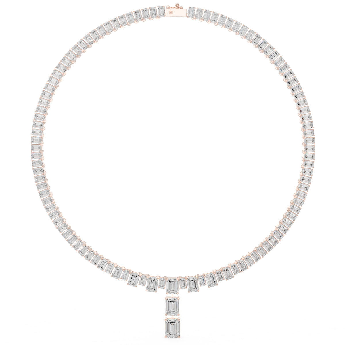 عقد تنس بألماس إمرلد مع قطعة متدلّية in Rose Gold - VYKA Diamonds