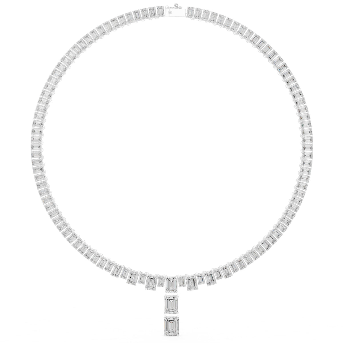عقد تنس بألماس إمرلد مع قطعة متدلّية in White Gold - VYKA Diamonds