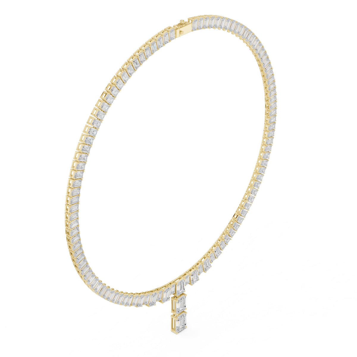 عقد تنس بألماس إمرلد مع قطعة متدلّية in Yellow Gold - VYKA Diamonds