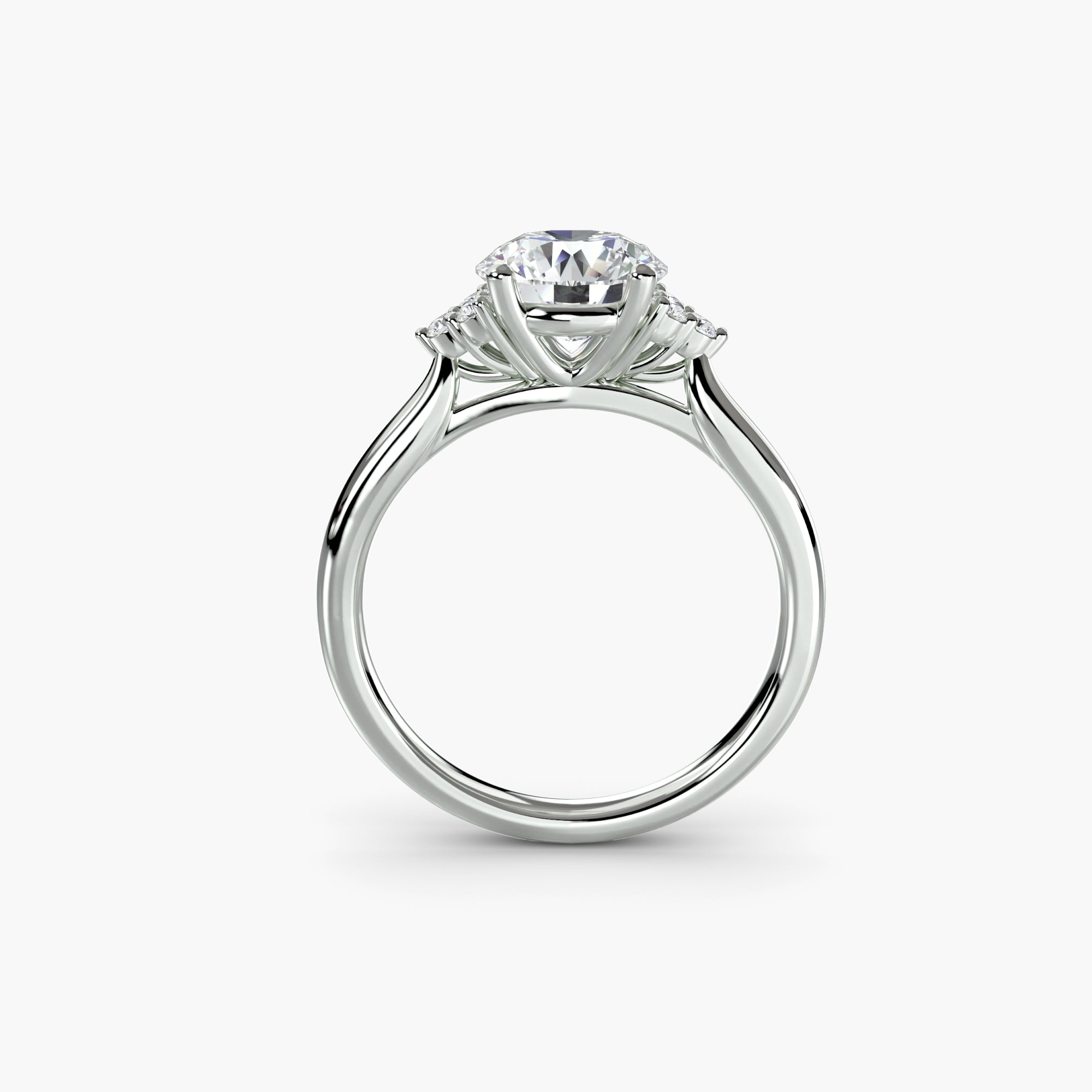 Solitaire with Cluster Shoulders - VYKA Diamonds