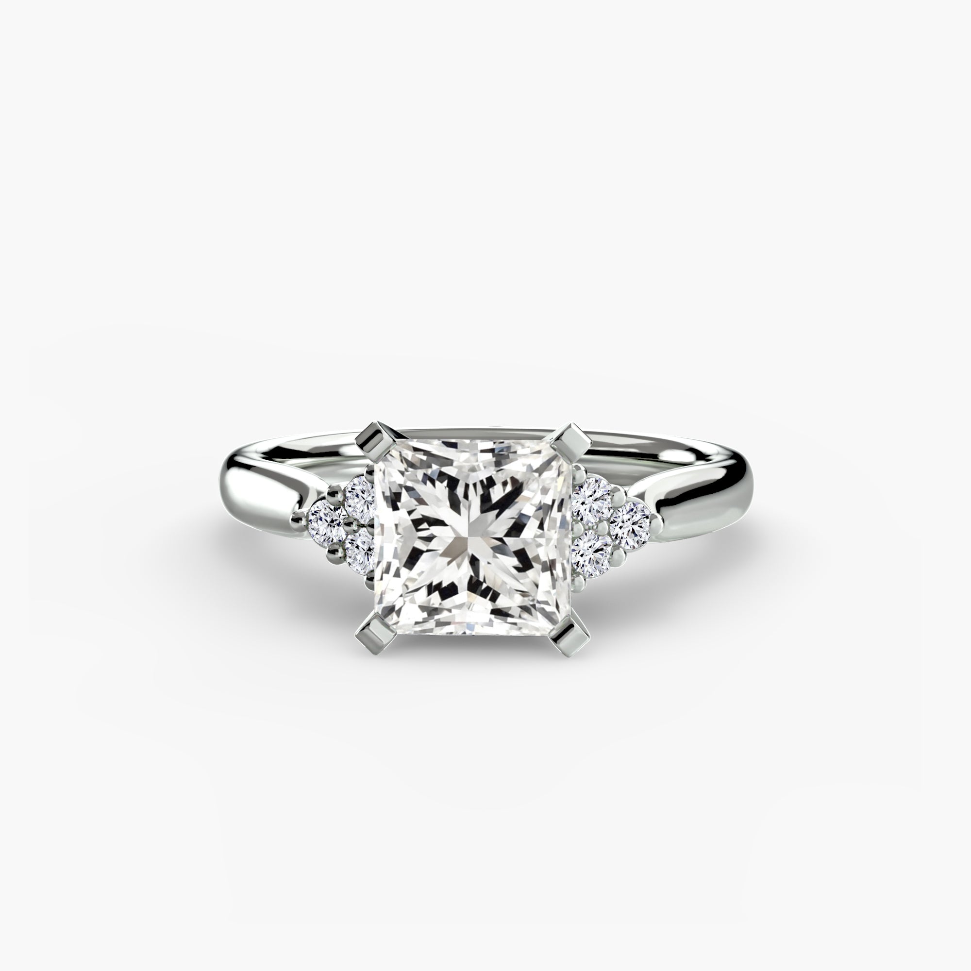 Solitaire with Cluster Shoulders 2 - VYKA Diamonds