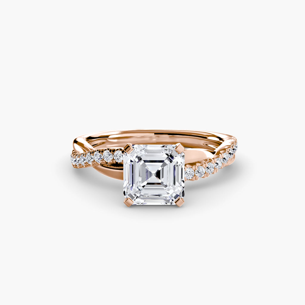 The Emerald Twist Pavé Ring - diamond engagement ring - VYKA Diamonds