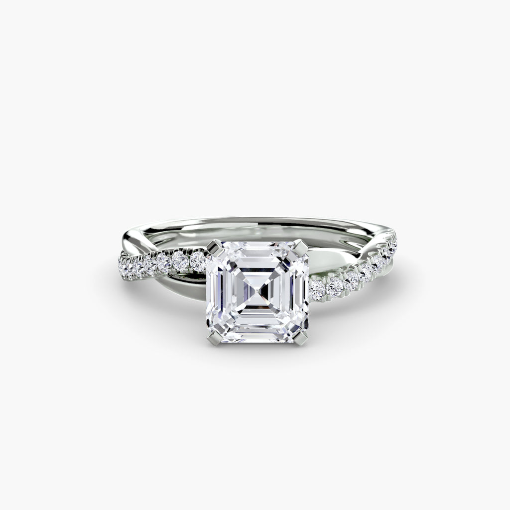 The Emerald Twist Pavé Ring - diamond engagement ring - VYKA Diamonds