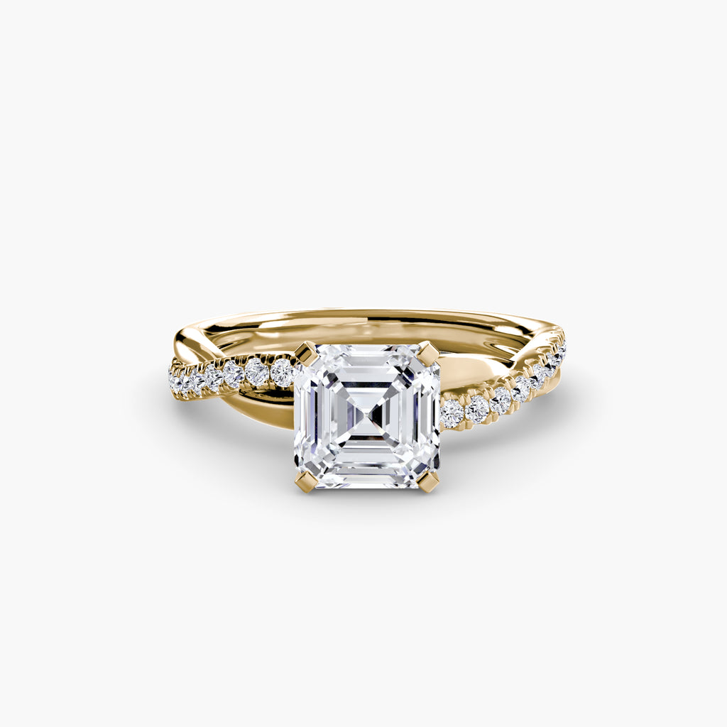 The Emerald Twist Pavé Ring - diamond engagement ring - VYKA Diamonds