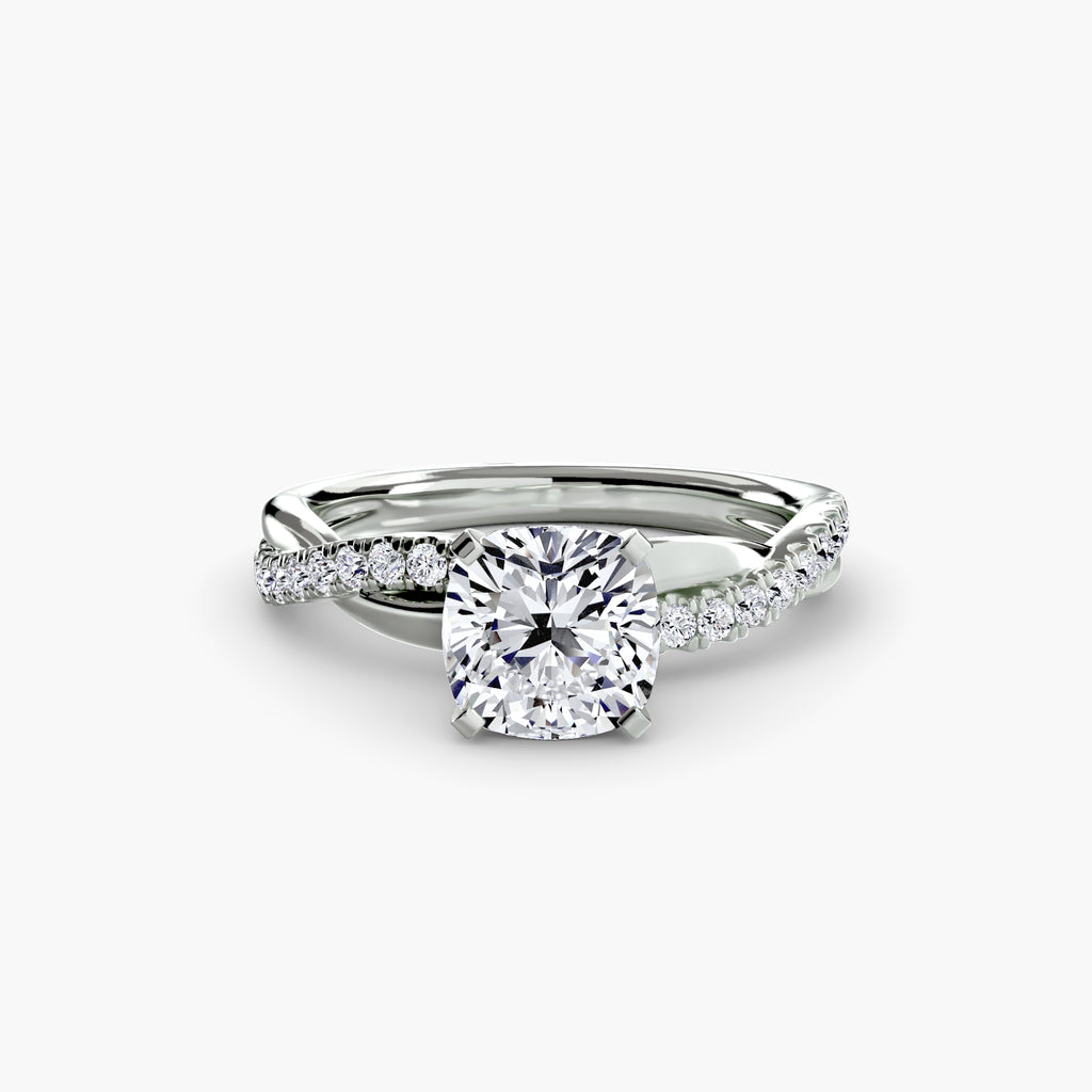 The Emerald Twist Pavé Ring - diamond engagement ring - VYKA Diamonds