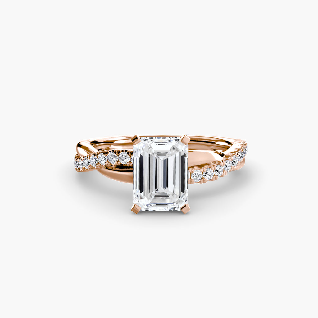 The Emerald Twist Pavé Ring - diamond engagement ring - VYKA Diamonds