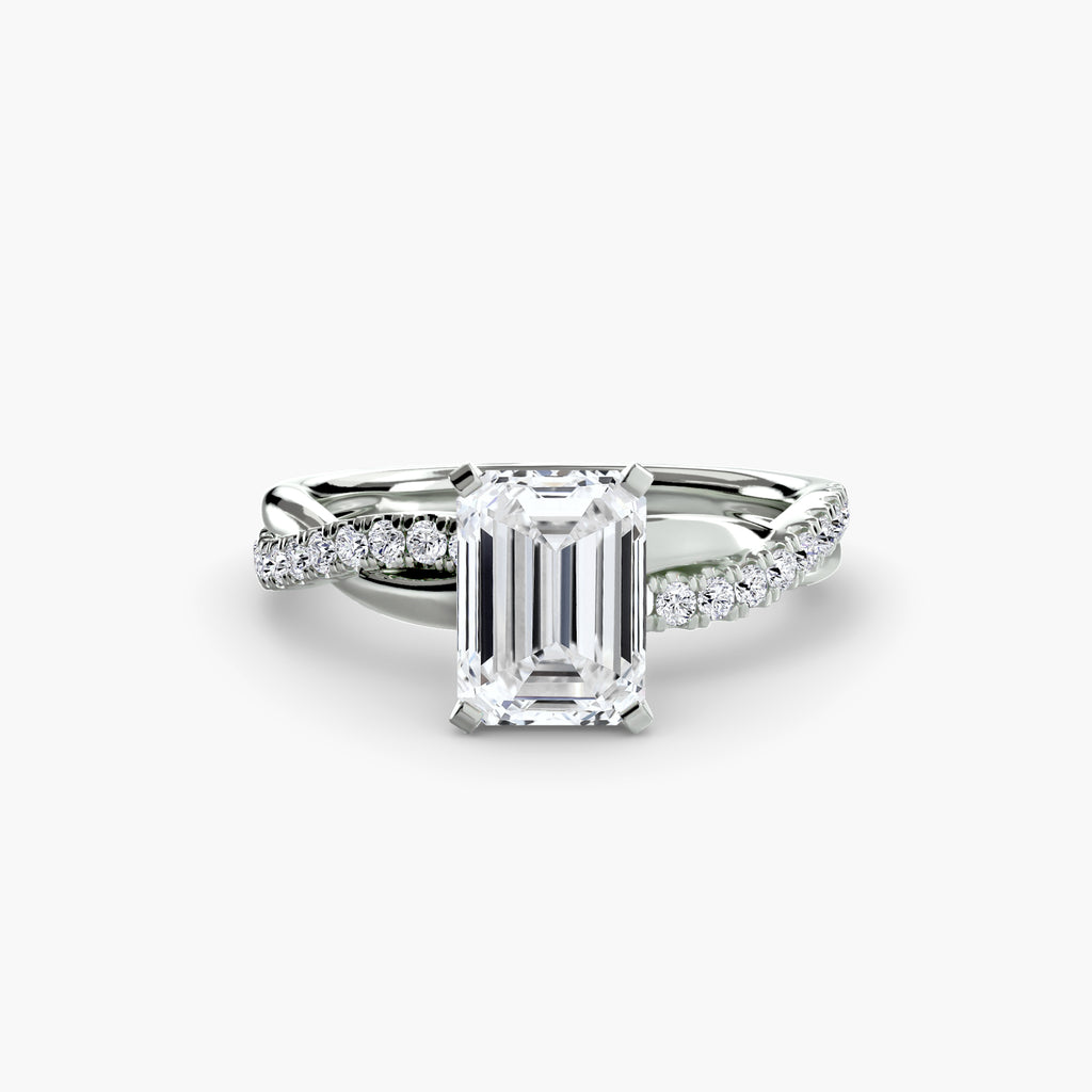 The Emerald Twist Pavé Ring - diamond engagement ring - VYKA Diamonds