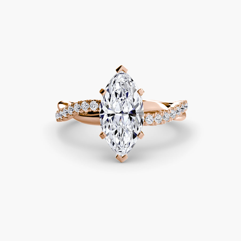 The Emerald Twist Pavé Ring - diamond engagement ring - VYKA Diamonds