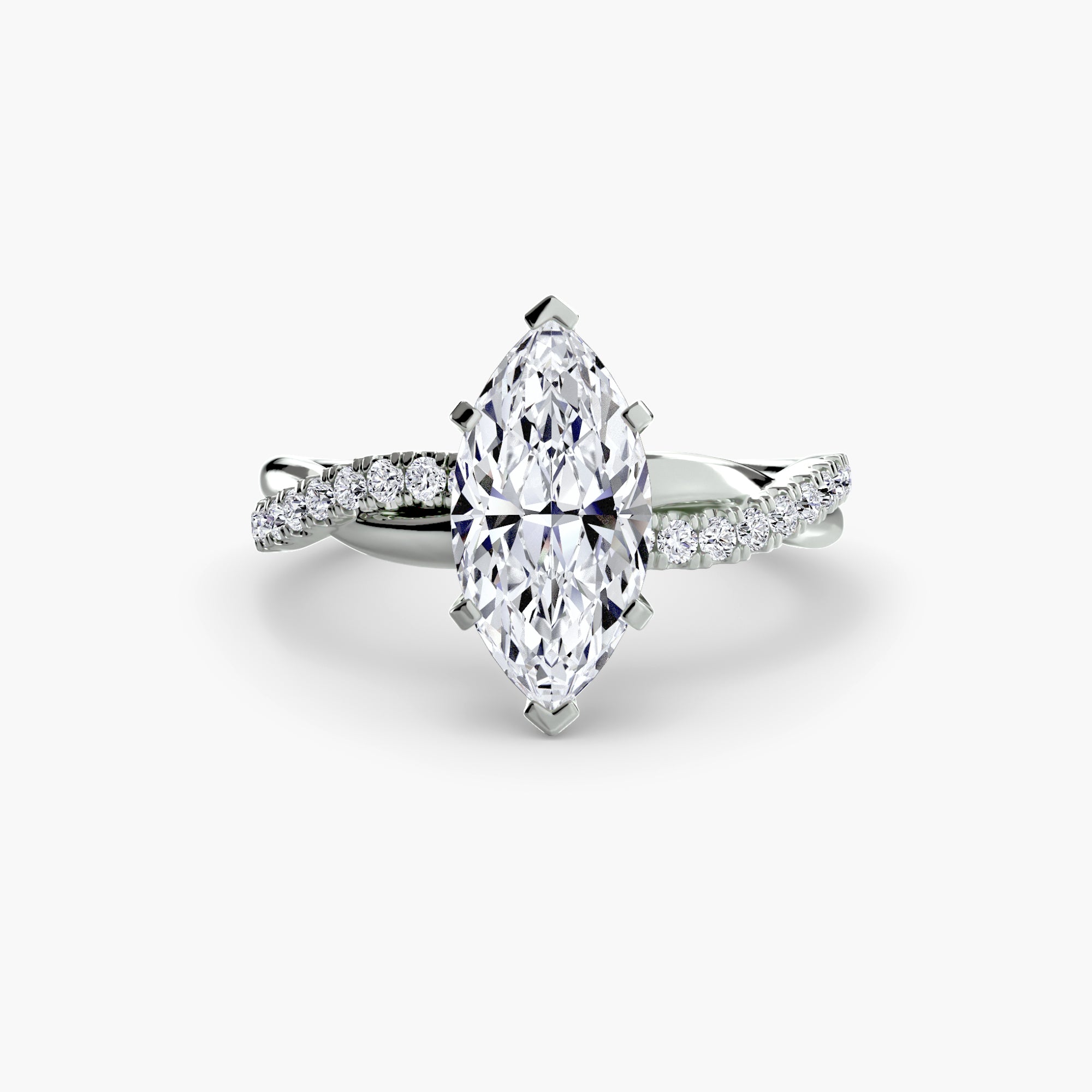 The Emerald Twist Pavé Ring - diamond engagement ring - VYKA Diamonds