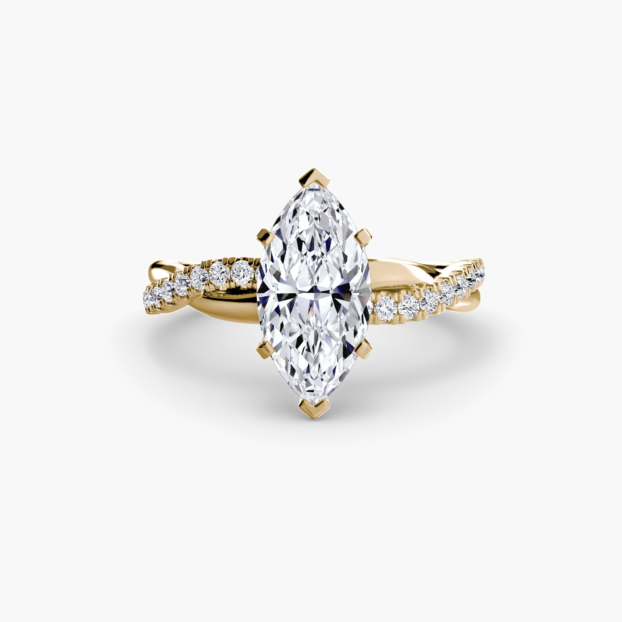 The Emerald Twist Pavé Ring - diamond engagement ring - VYKA Diamonds