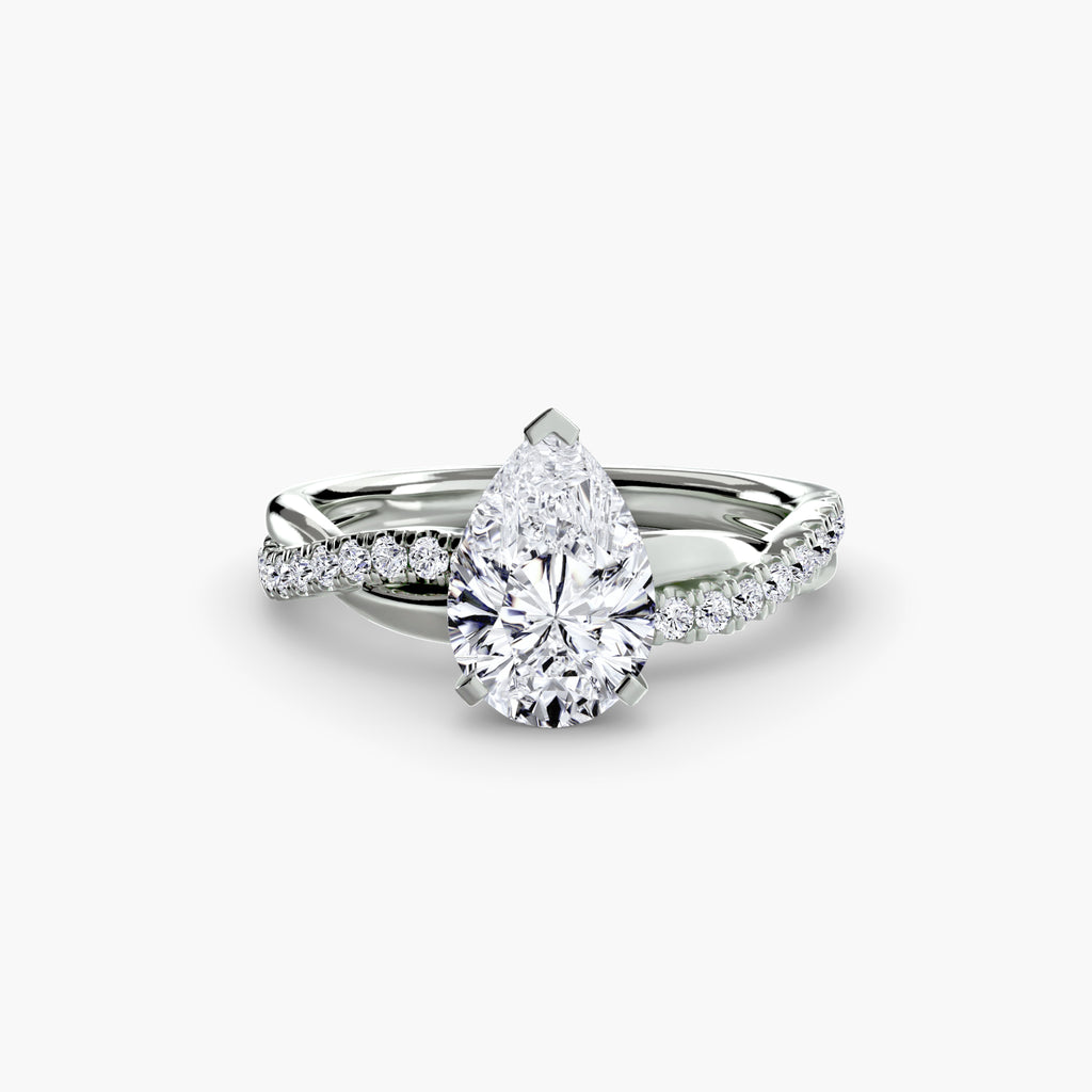 The Emerald Twist Pavé Ring - diamond engagement ring - VYKA Diamonds