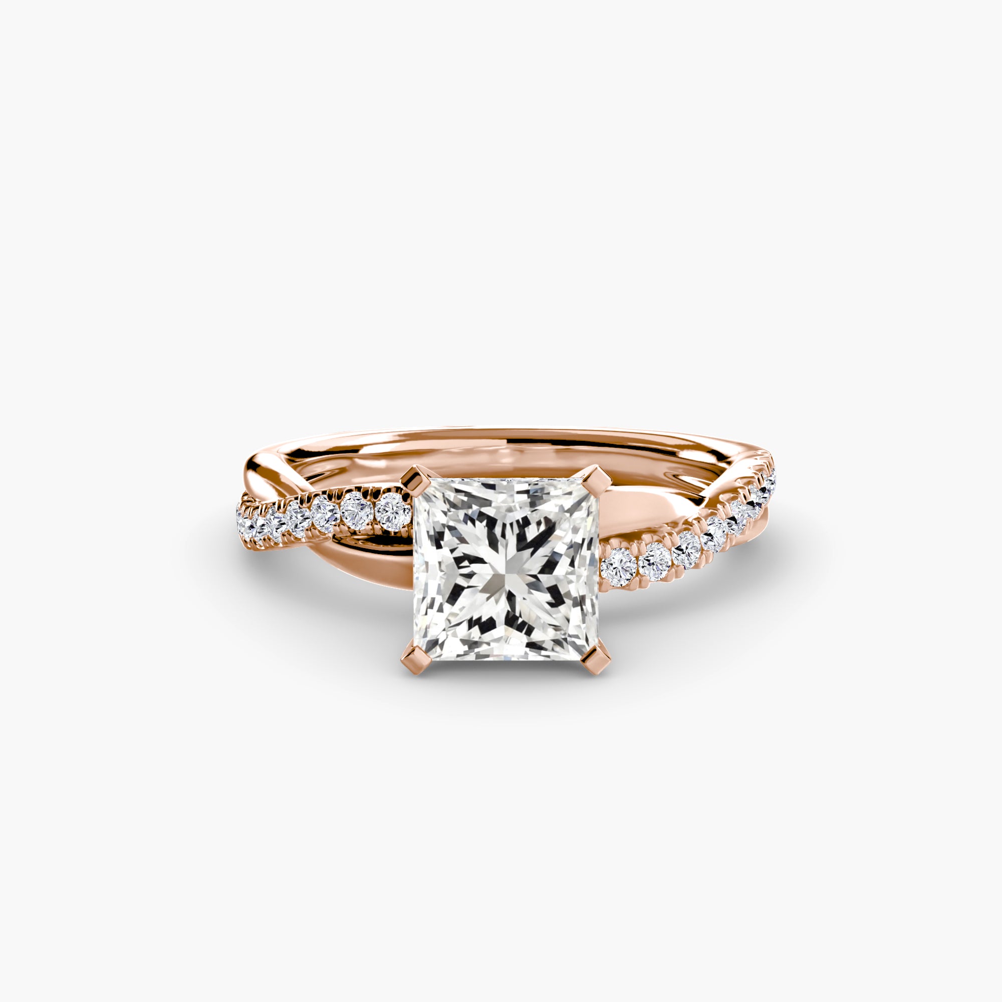 The Emerald Twist Pavé Ring - diamond engagement ring - VYKA Diamonds