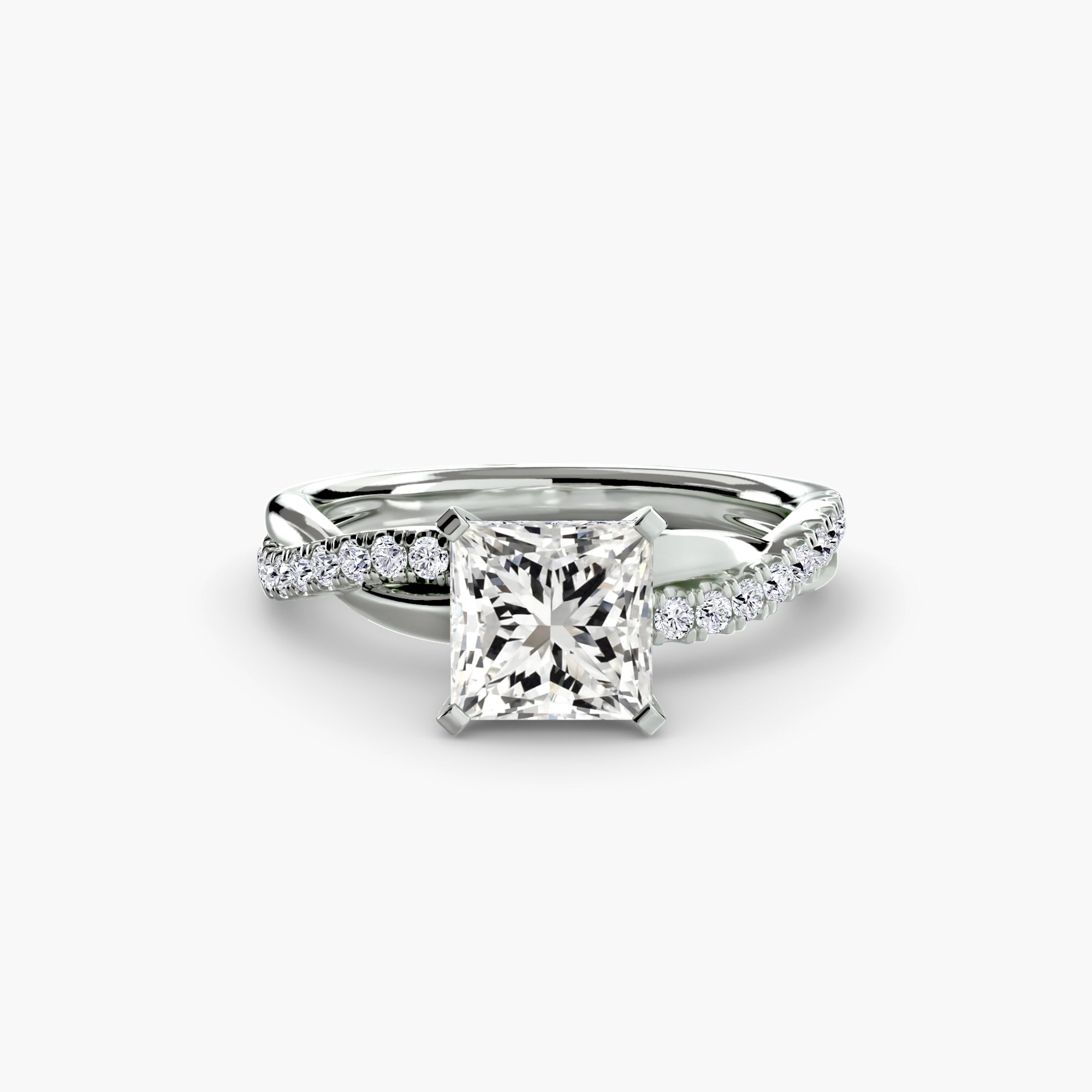The Emerald Twist Pavé Ring - diamond engagement ring - VYKA Diamonds