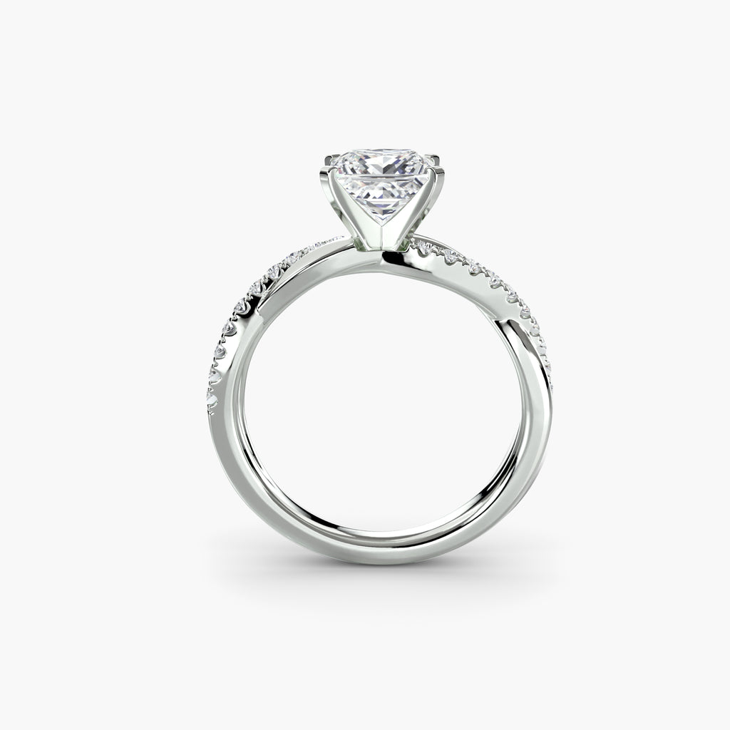 The Emerald Twist Pavé Ring - diamond engagement ring - VYKA Diamonds