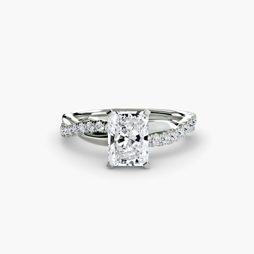 The Emerald Twist Pavé Ring - diamond engagement ring - VYKA Diamonds