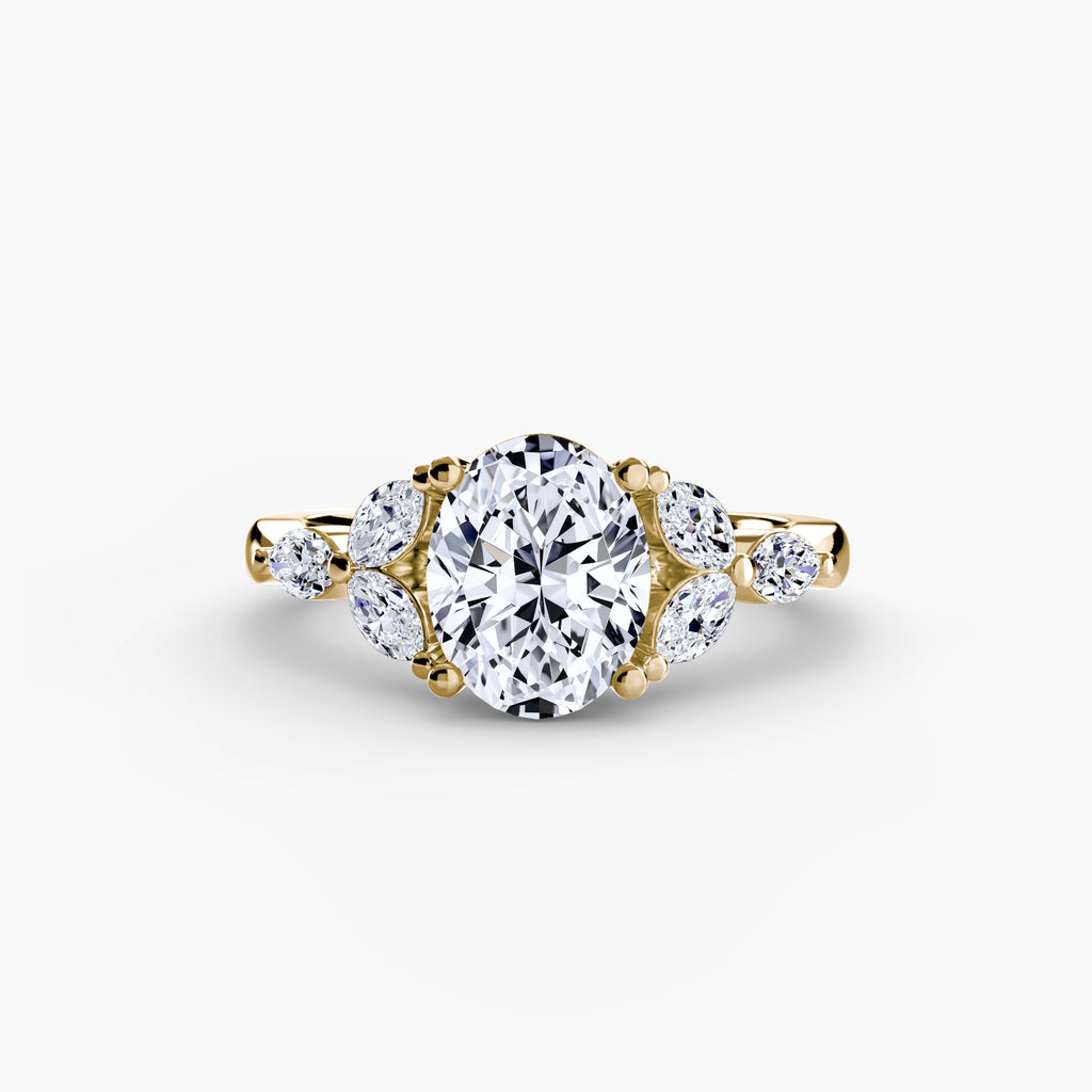The Shoulder Cluster Ring - diamond engagement ring - VYKA Diamonds