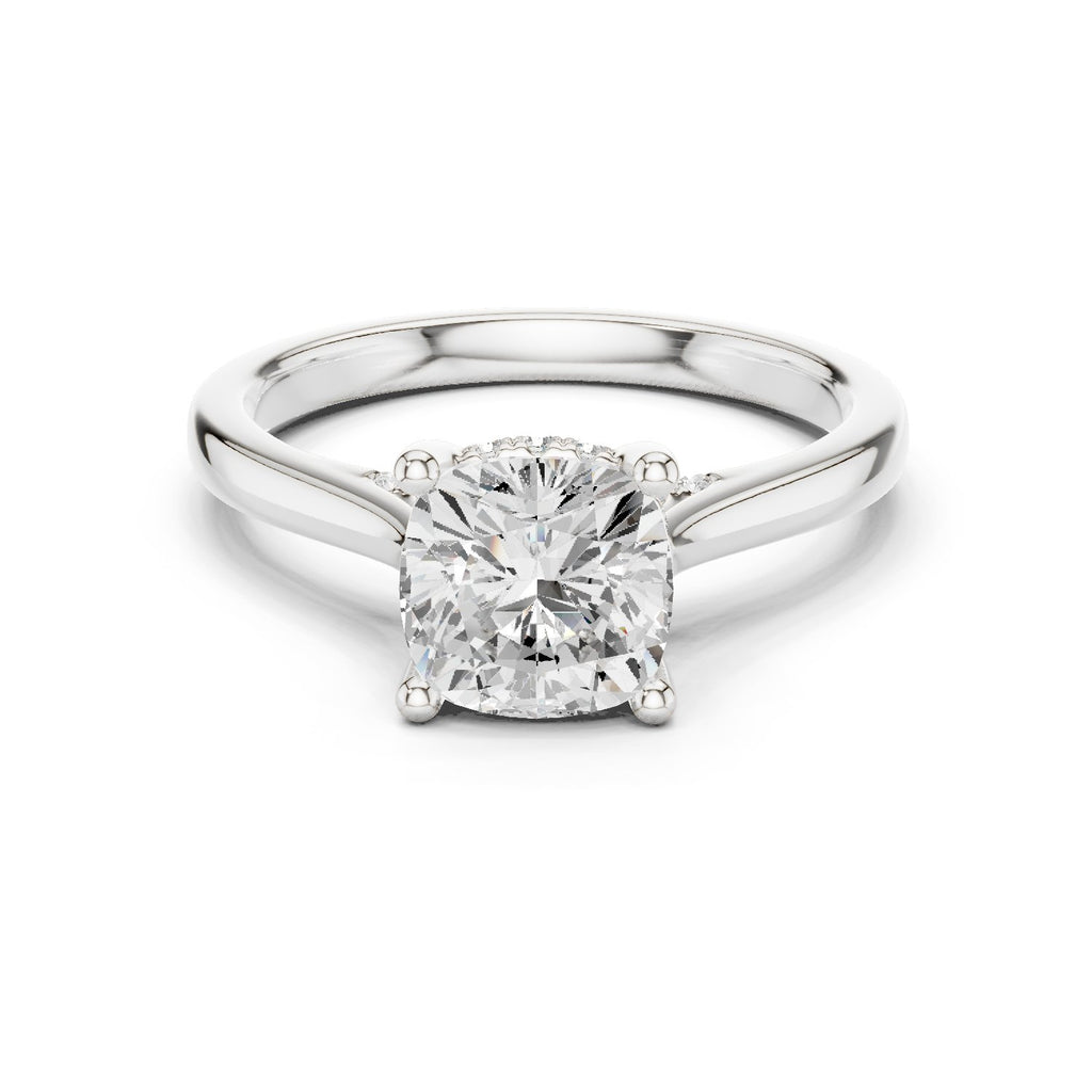 Cushion Cut Solitaire Engagement Ring with Cathedral Band