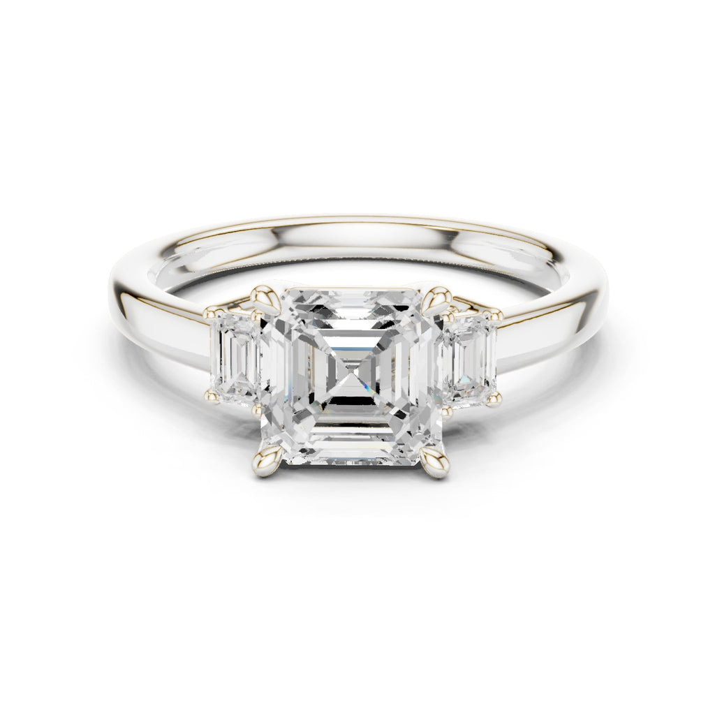 Asscher Cut Three Stone Engagement Ring
