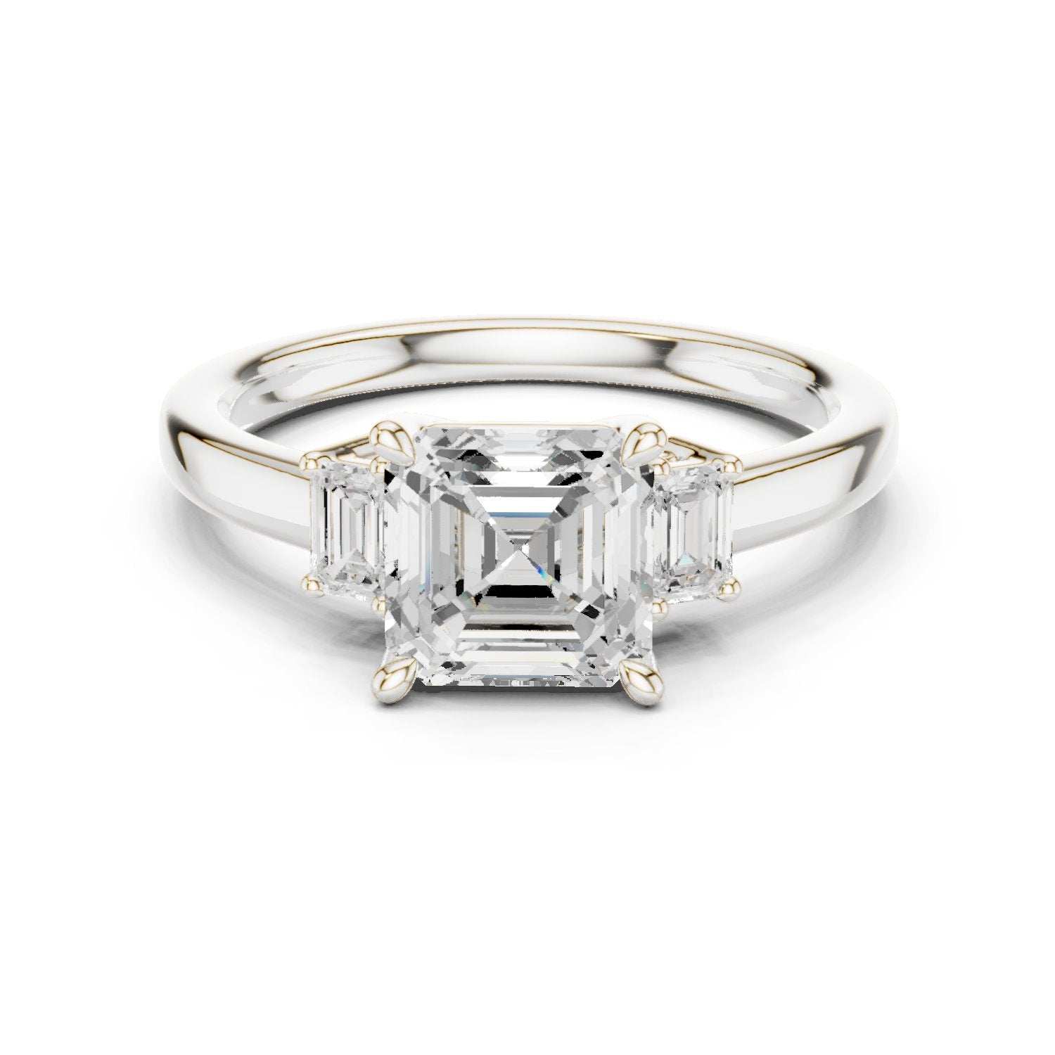 Asscher Cut Three Stone Engagement Ring