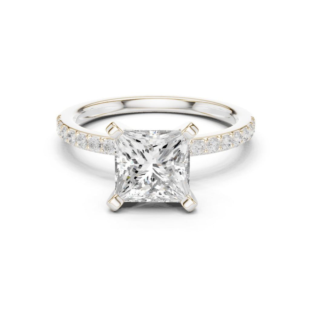 Princess Cut Engagement Ring with Pavé Band