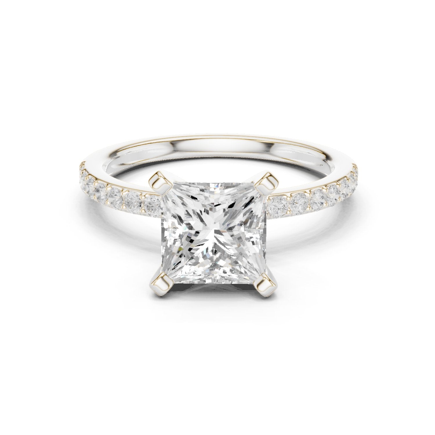 Princess Cut Engagement Ring with Pavé Band