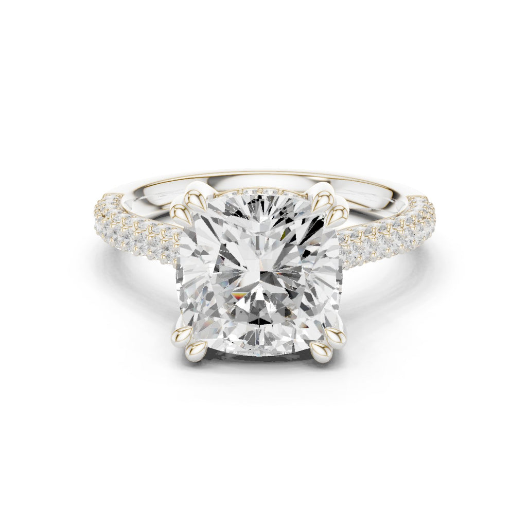 Cushion Cut Engagement Ring with Pavé Wrap Band