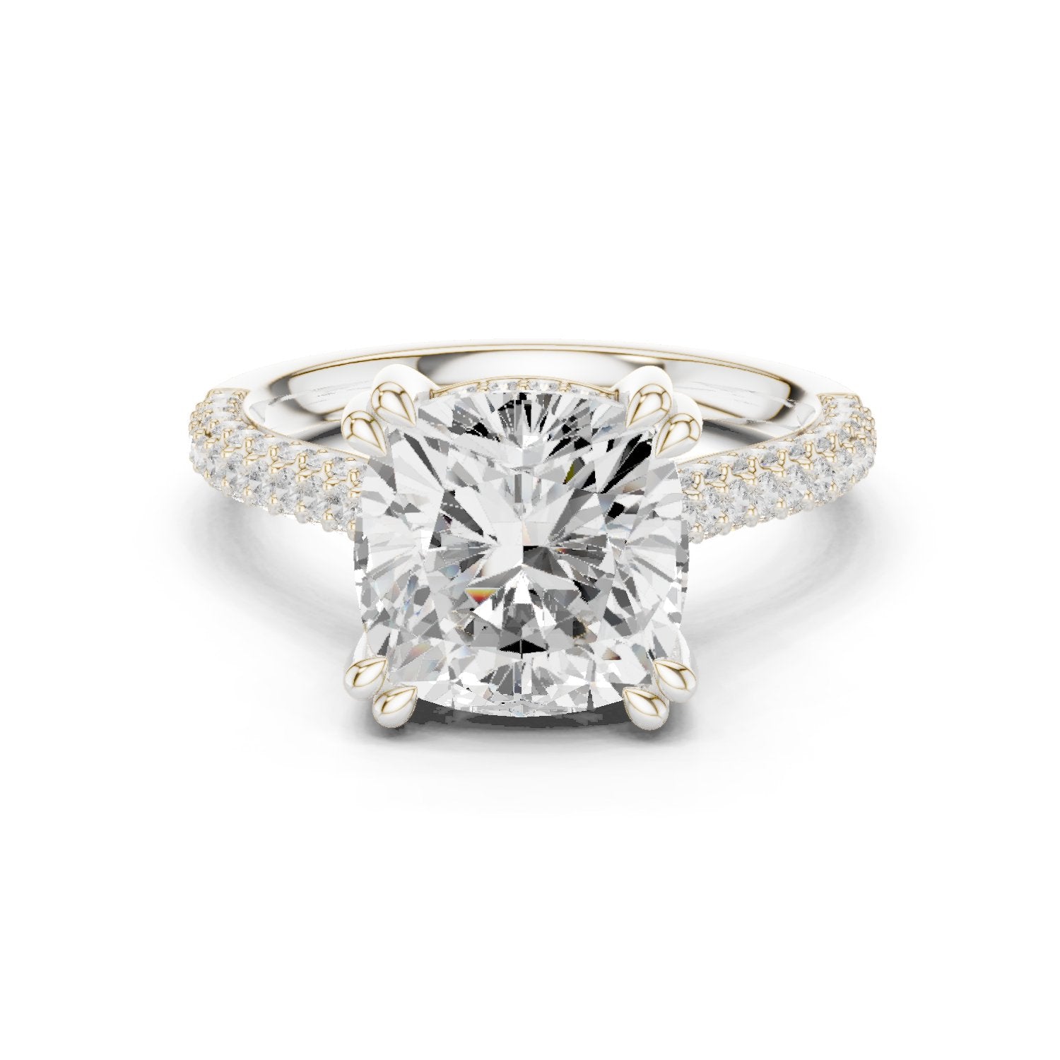 Cushion Cut Engagement Ring with Pavé Wrap Band