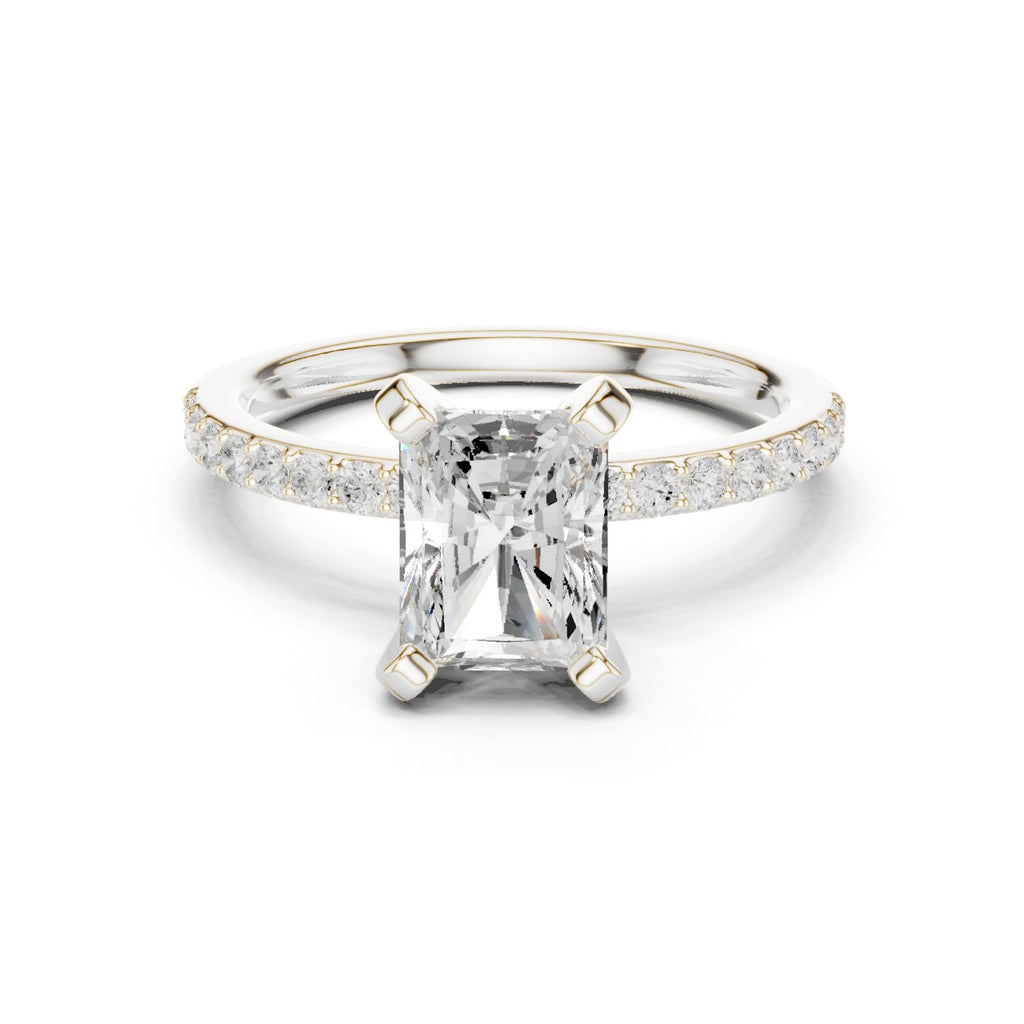 Radiant Cut Engagement Ring with Pavé Band