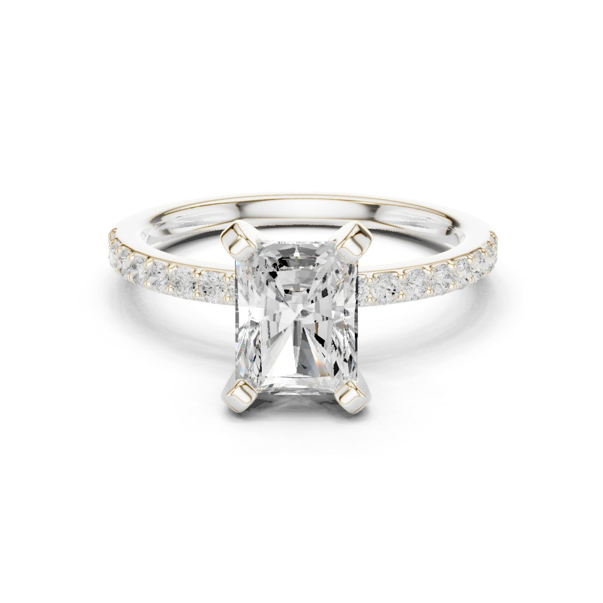 Radiant Cut Engagement Ring with Pavé Band