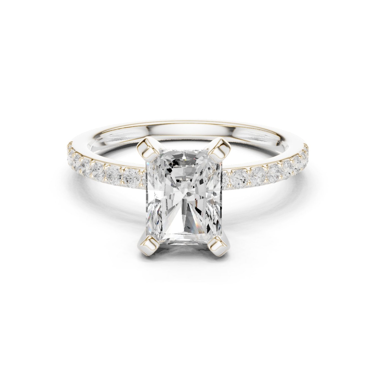 Radiant Cut Engagement Ring with Pavé Band