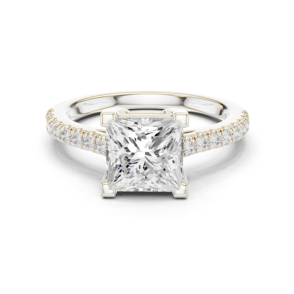 Princess Cut Engagement Ring with Pavé Band