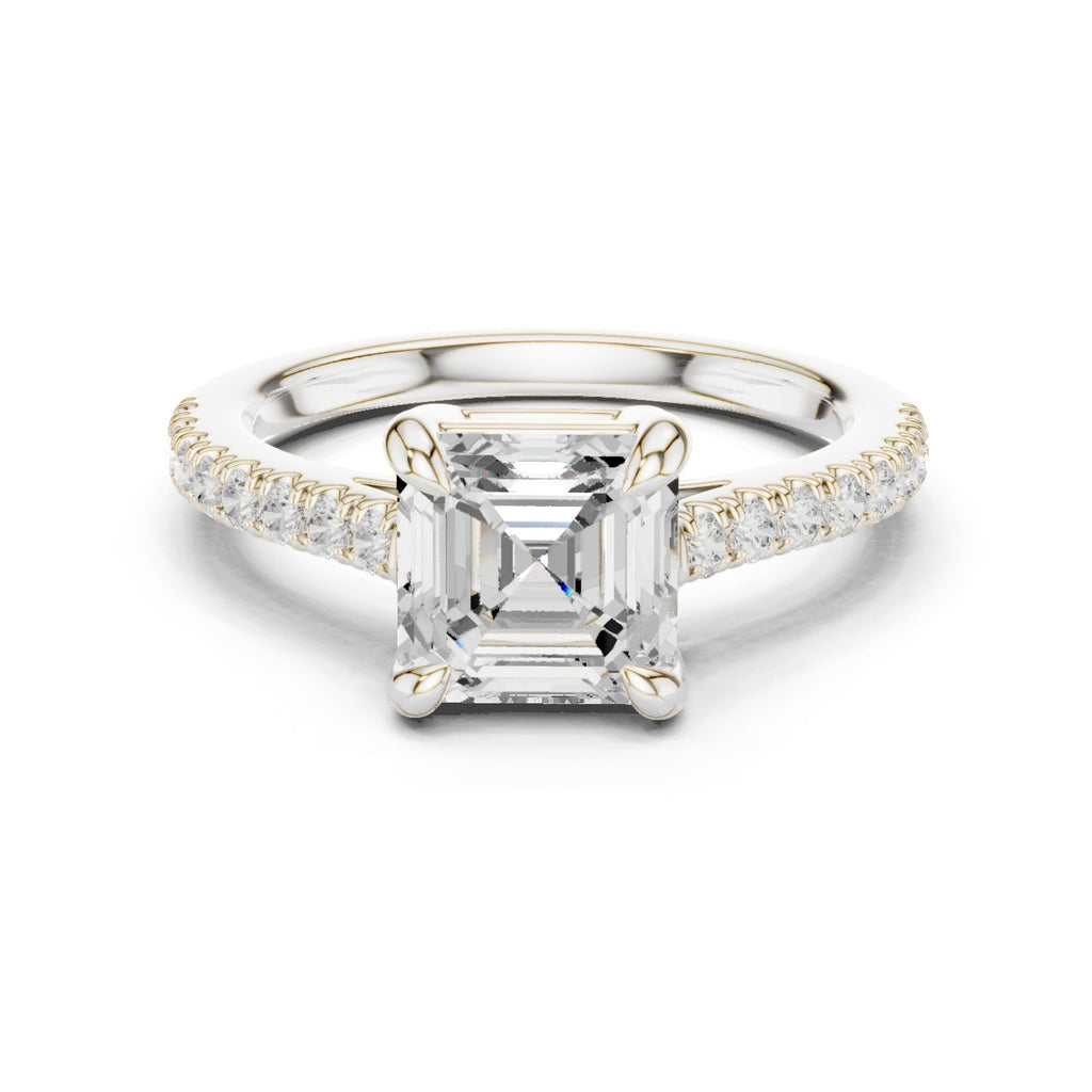 Asscher Cut Engagement Ring with Pavé Band