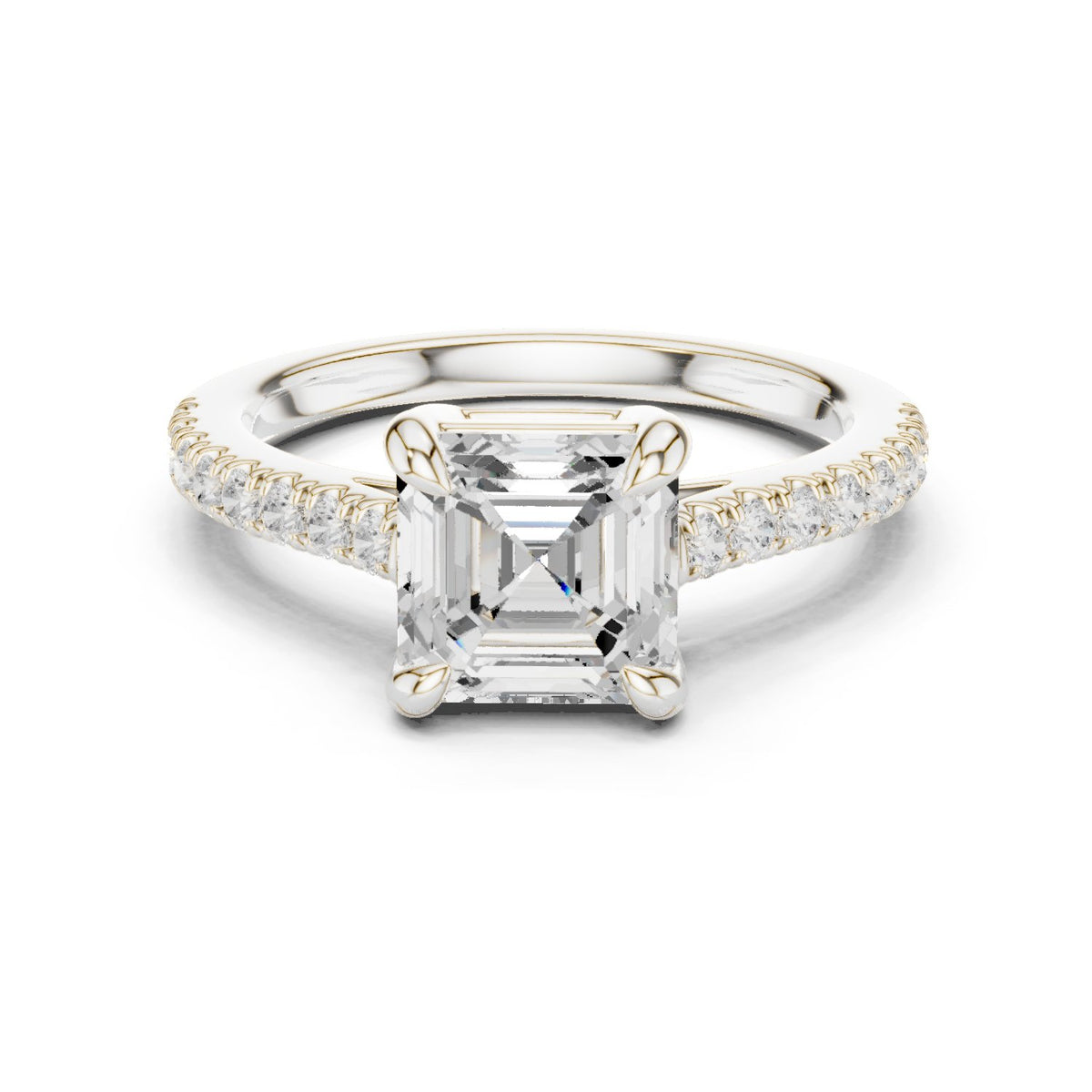 Asscher Cut Engagement Ring with Pavé Band