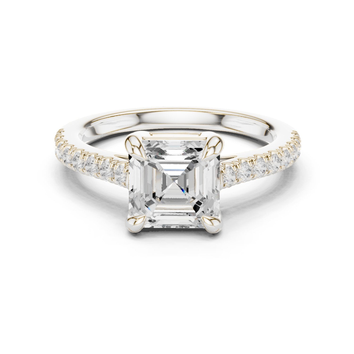 Asscher Cut Engagement Ring with Pavé Band