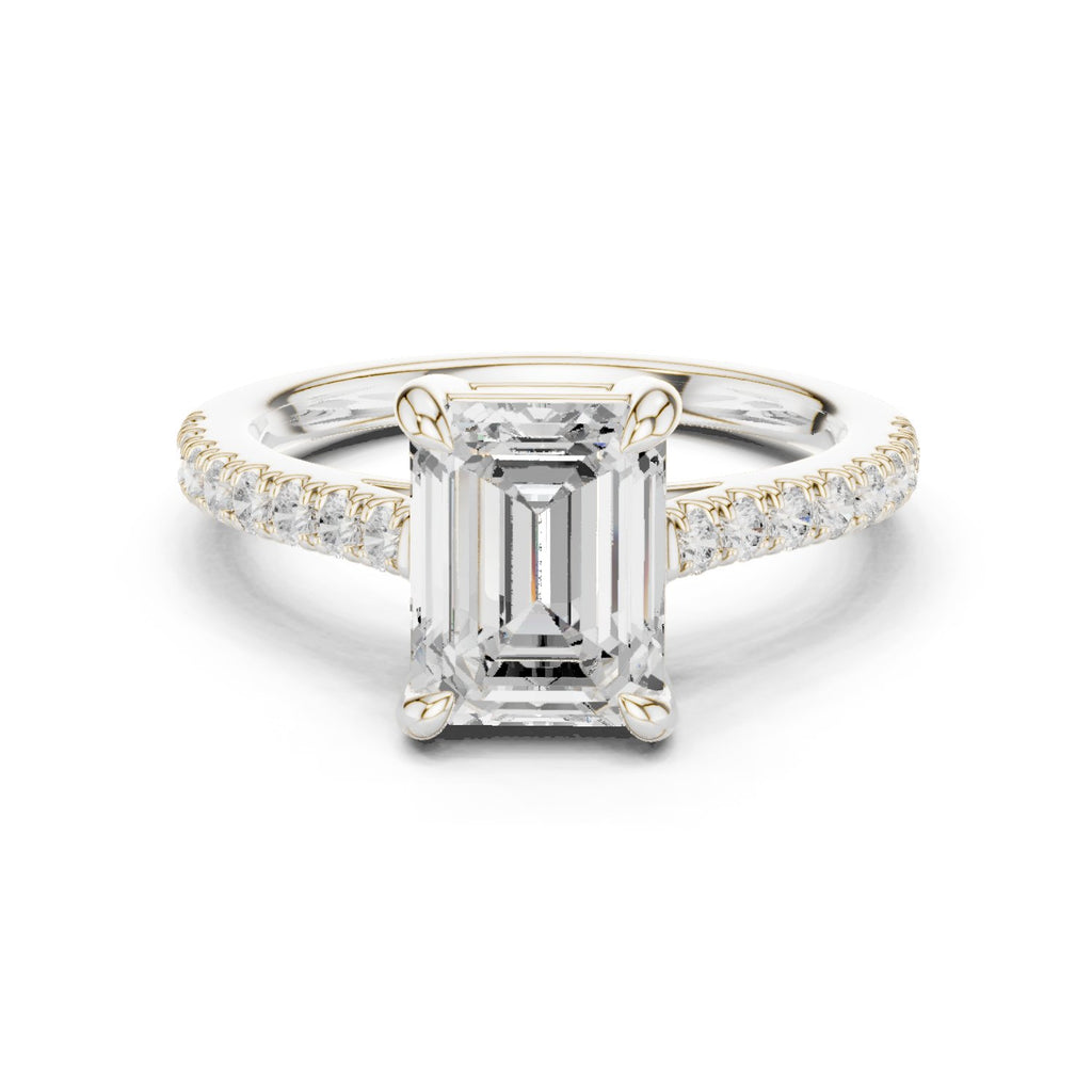 Emerald Cut Engagement Ring with Pavé Chevron Band