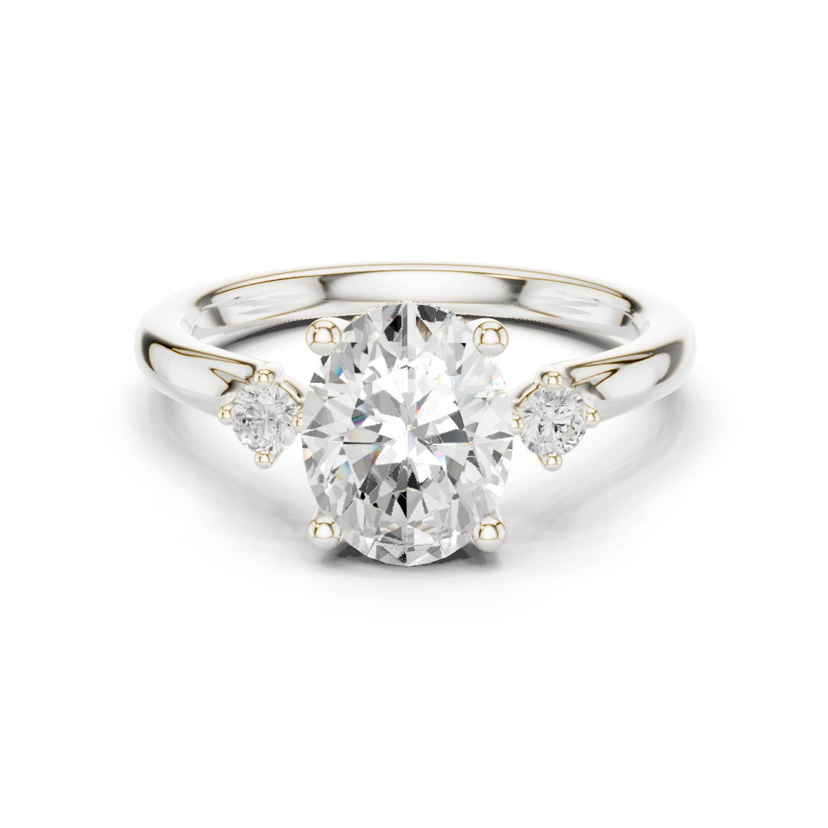 Oval Diamond Engagement Ring with Round Side Accents