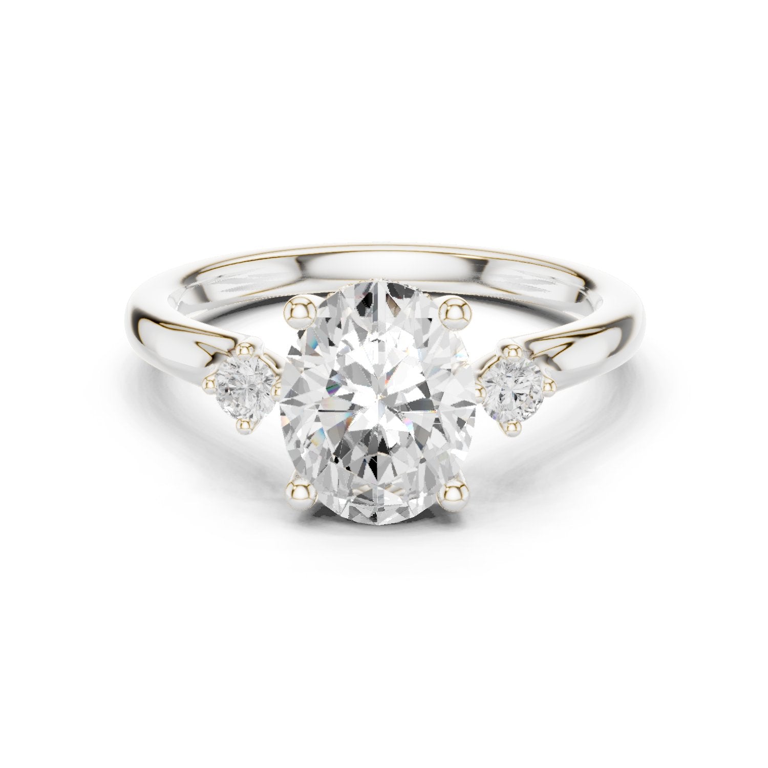 Oval Diamond Engagement Ring with Round Side Accents