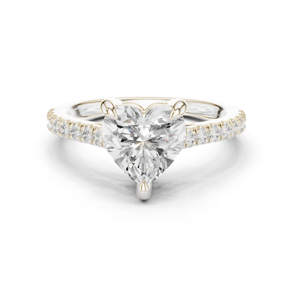 Heart Cut Engagement Ring with Pavé Band