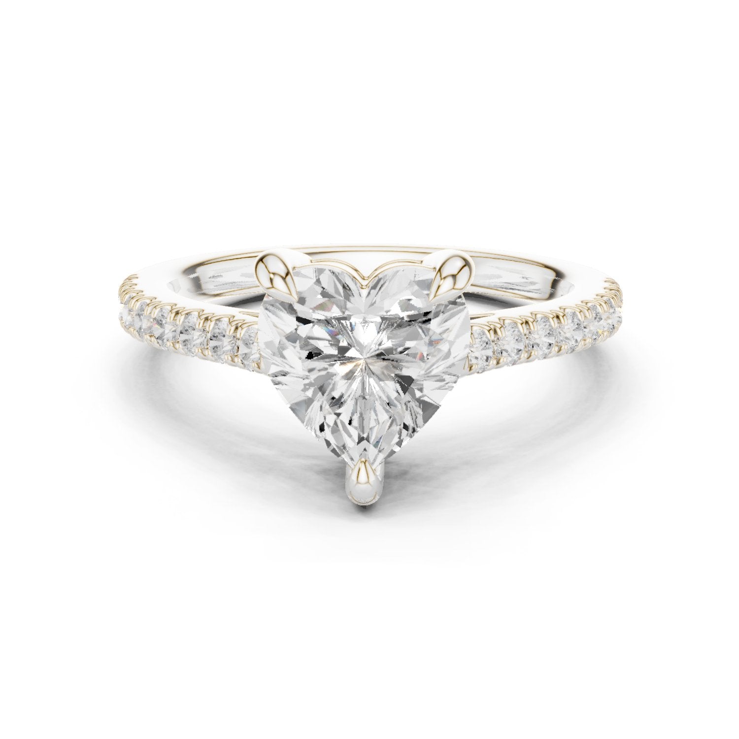 Heart Cut Engagement Ring with Pavé Band