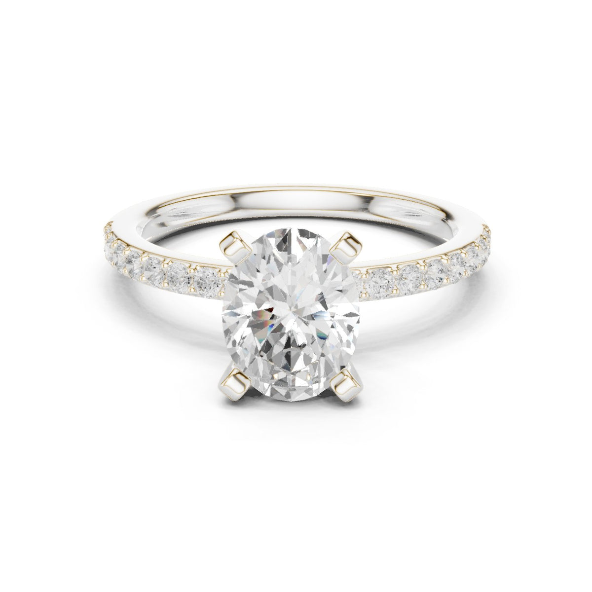 Oval Diamond Engagement Ring with Pavé Band