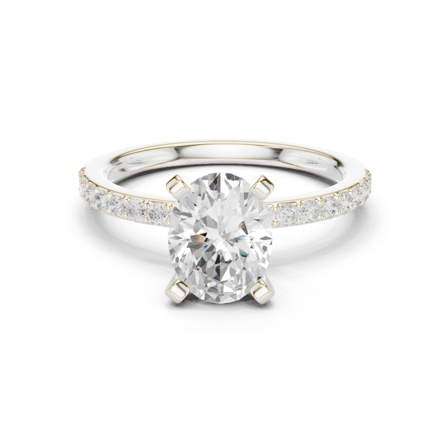 Oval Diamond Engagement Ring with Pavé Band