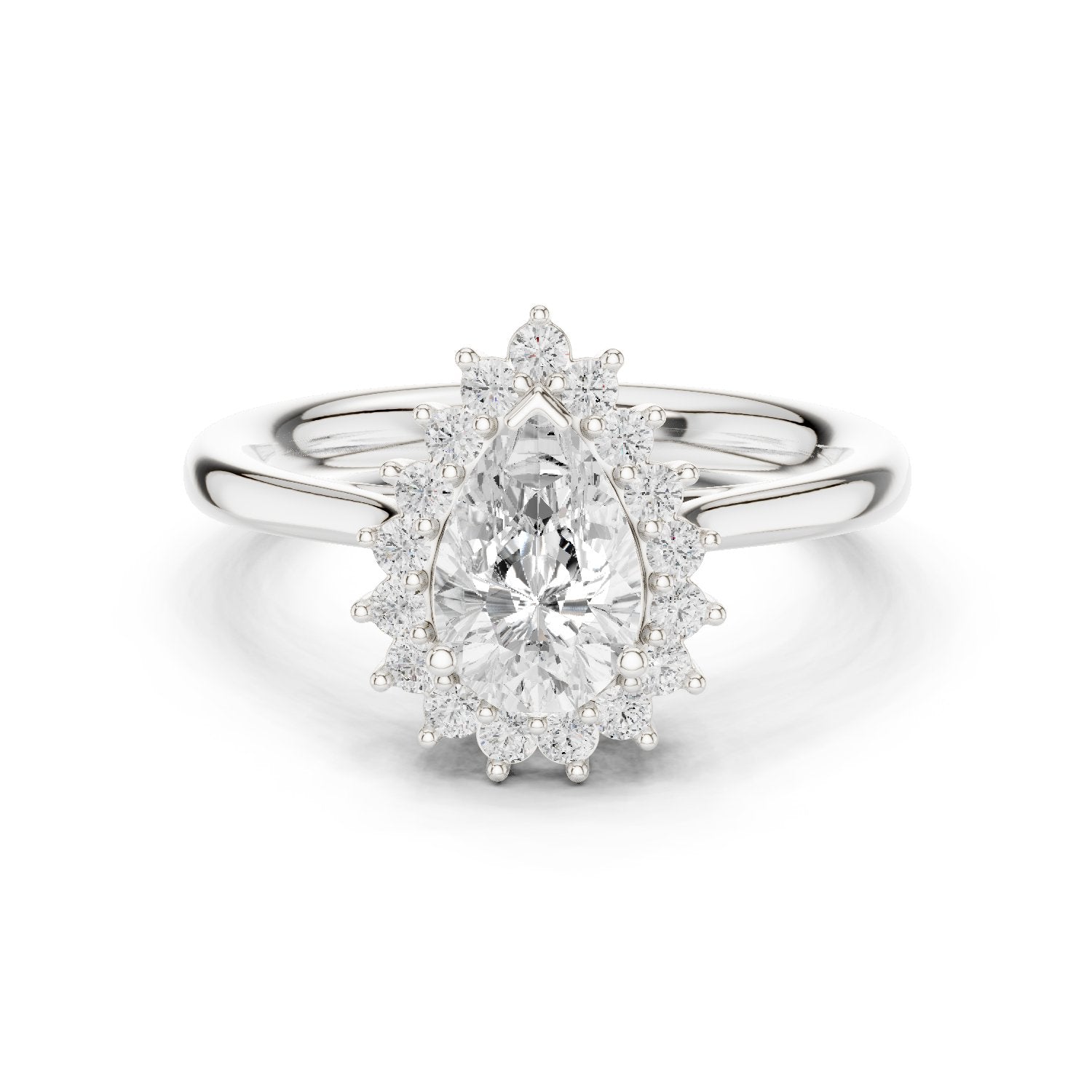Pear Diamond Floral Halo Engagement Ring
