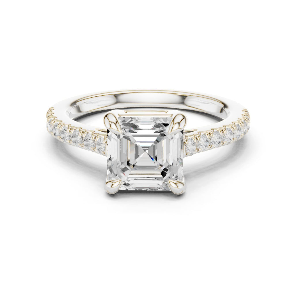 Asscher Cut Engagement Ring with Pavé Band