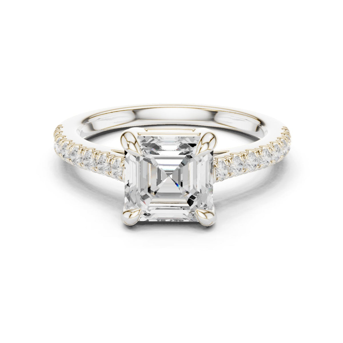 Asscher Cut Engagement Ring with Pavé Band