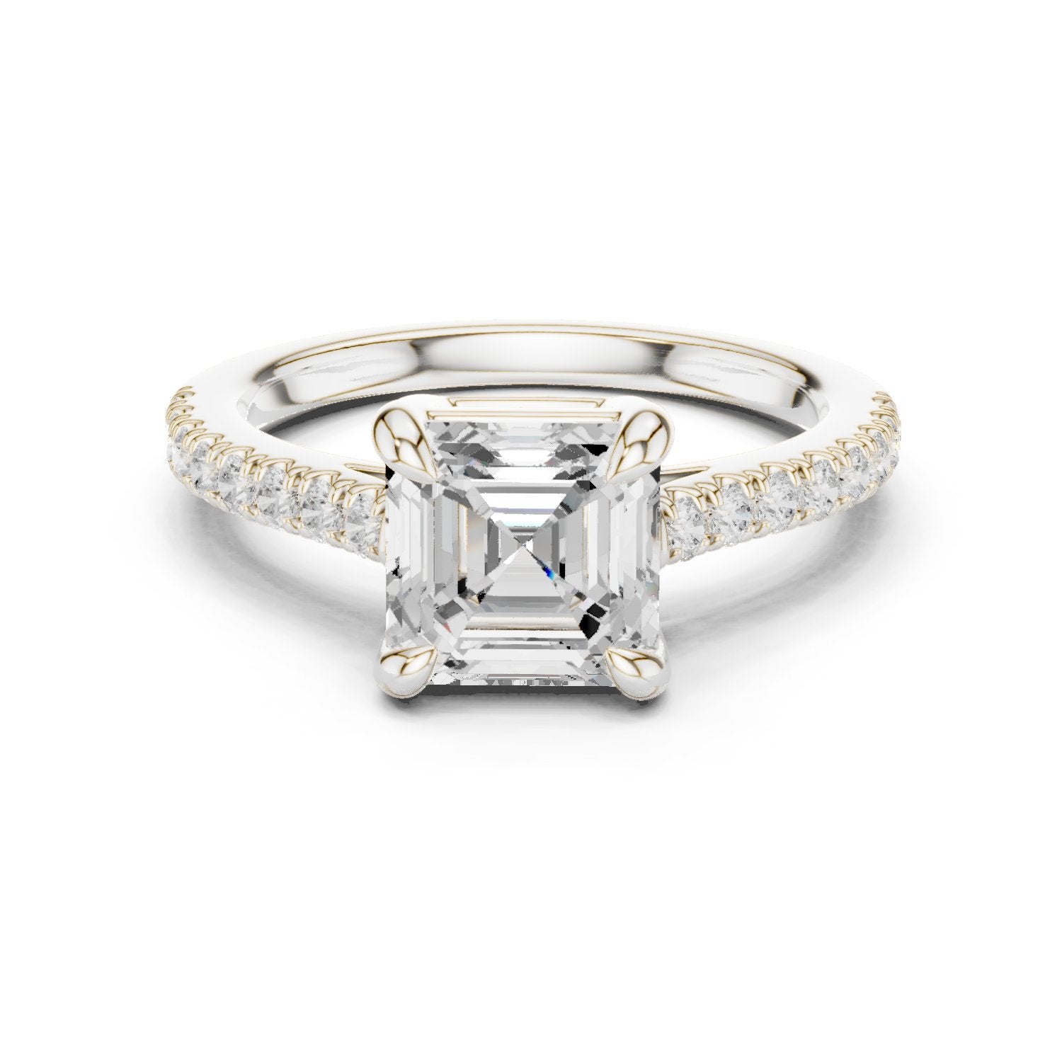 Asscher Cut Engagement Ring with Pavé Band