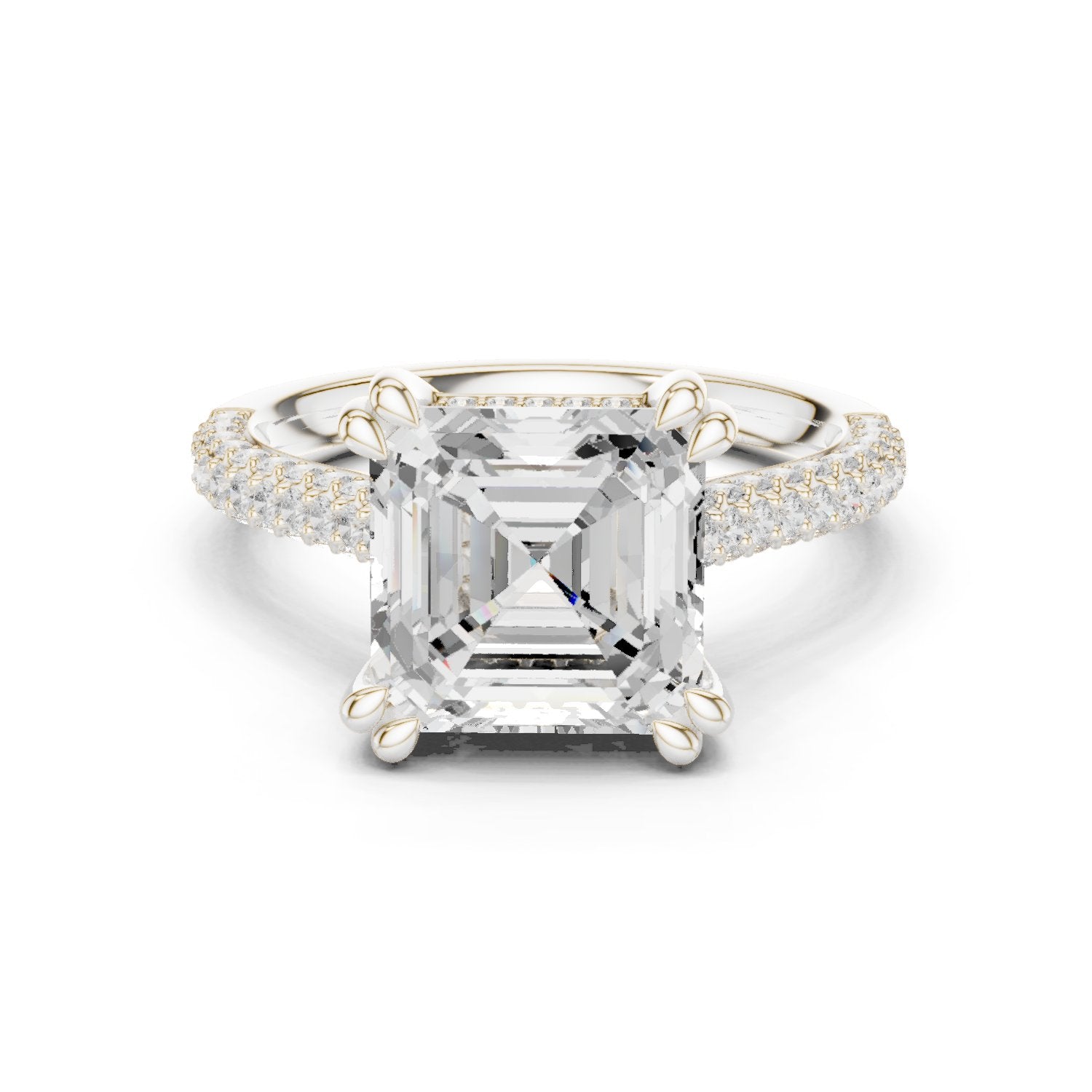 Asscher Cut Engagement Ring with Pavé Wrap Band