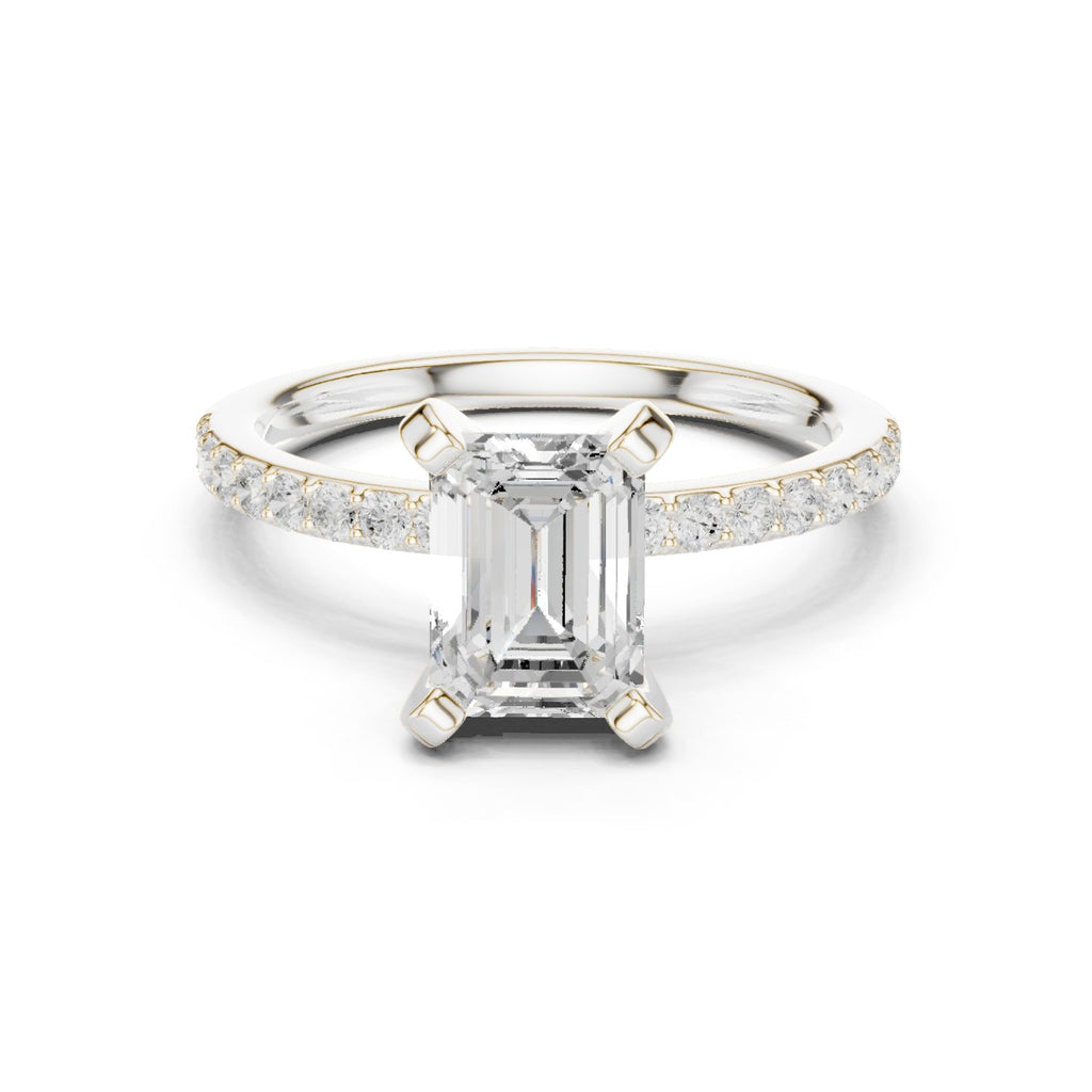 Emerald Cut Engagement Ring with Pavé Band