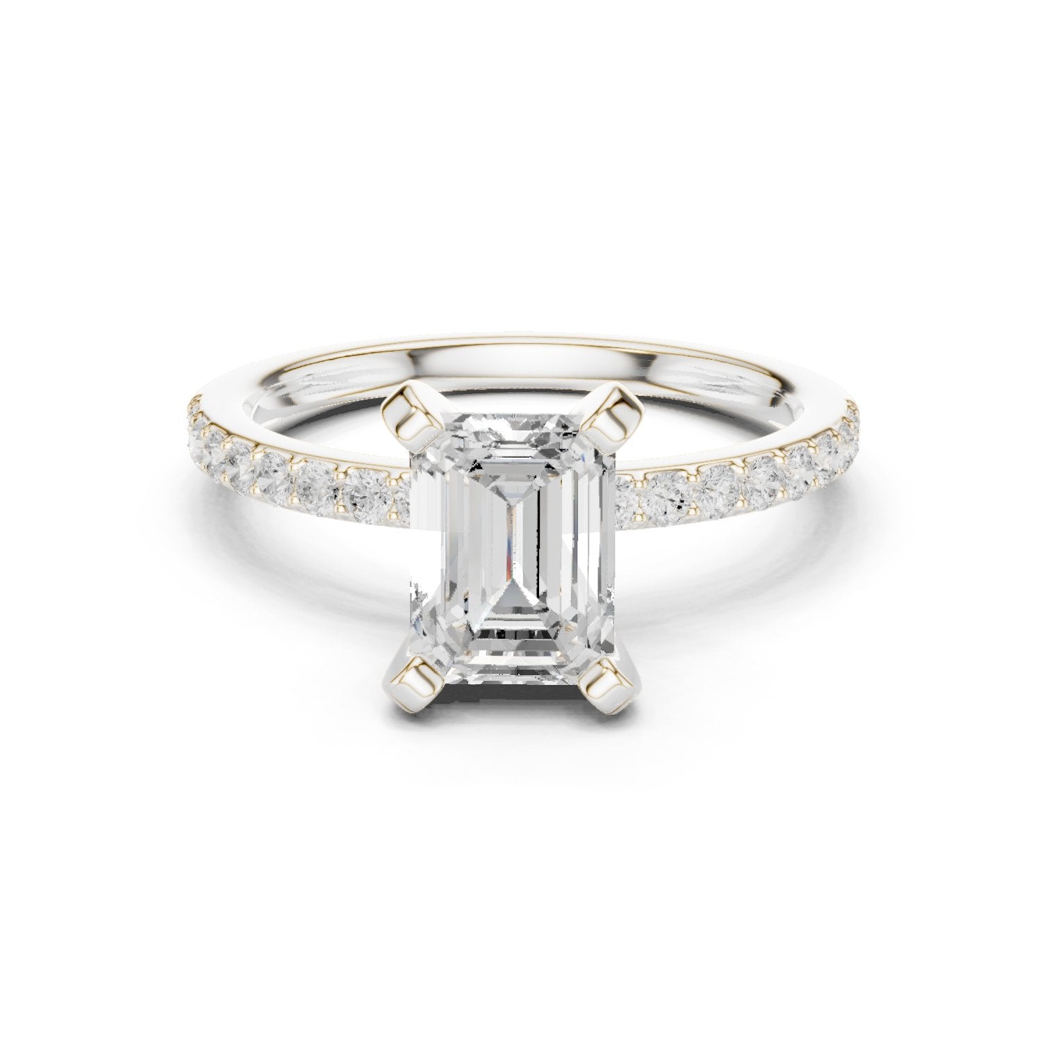 Emerald Cut Engagement Ring with Pavé Band