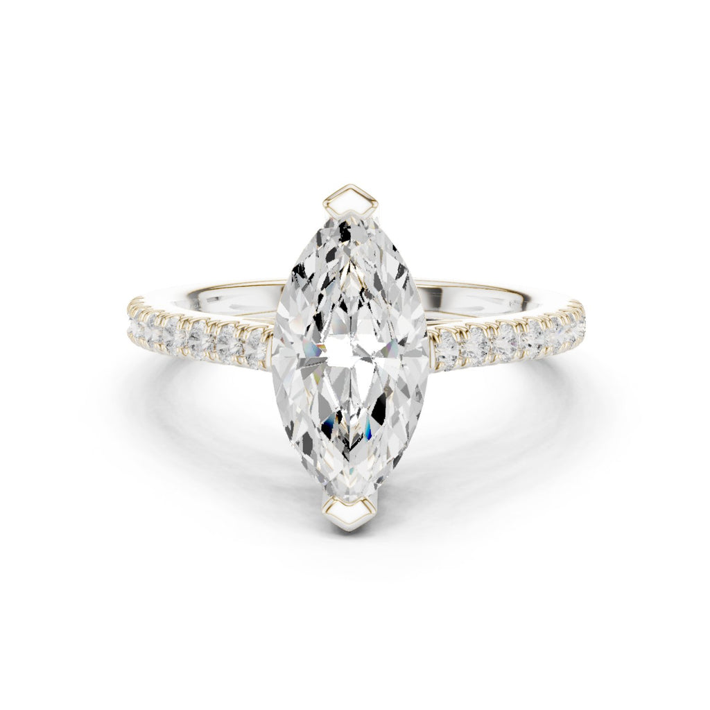 Marquise Cut Engagement Ring with Pavé Band